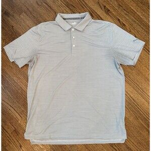 Men’s Puma Golf Gray & White Pin Striped Collared Polo Shirt - XL